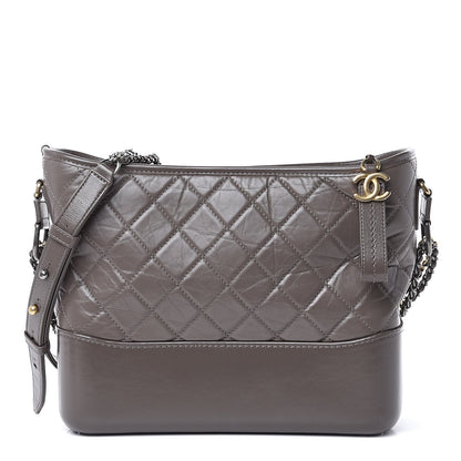 Chanel Aged Calfskin Quilted Medium Gabrielle Hobo Gray 1 of 10