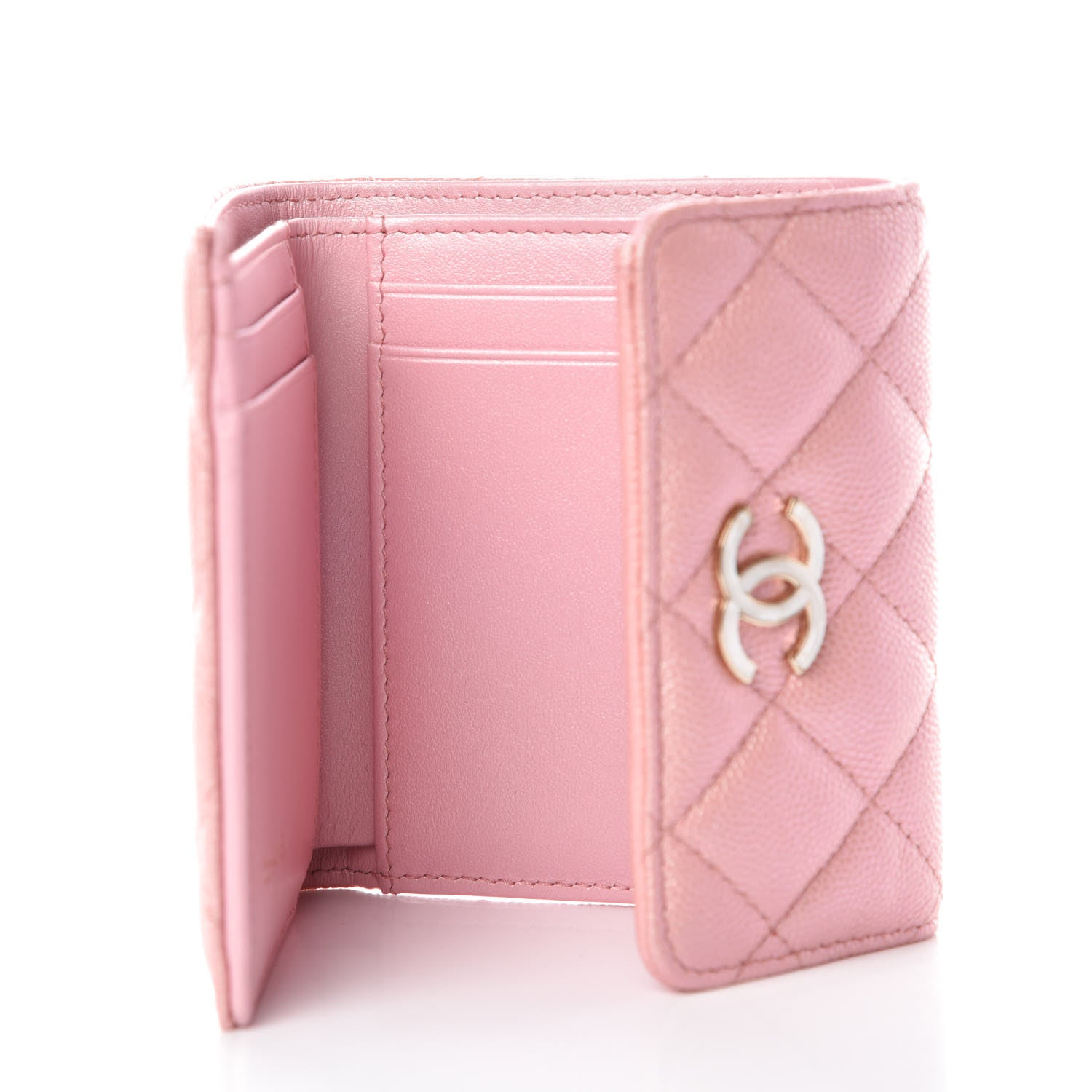 Chanel Iridescent Caviar Small Quilted Flap Wallet Rose Pink 5 of 9