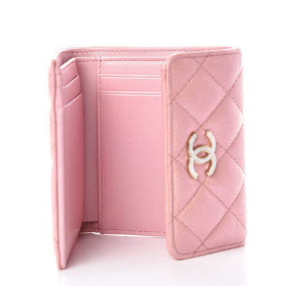 Chanel Iridescent Caviar Small Quilted Flap Wallet Rose Pink 5 of 9