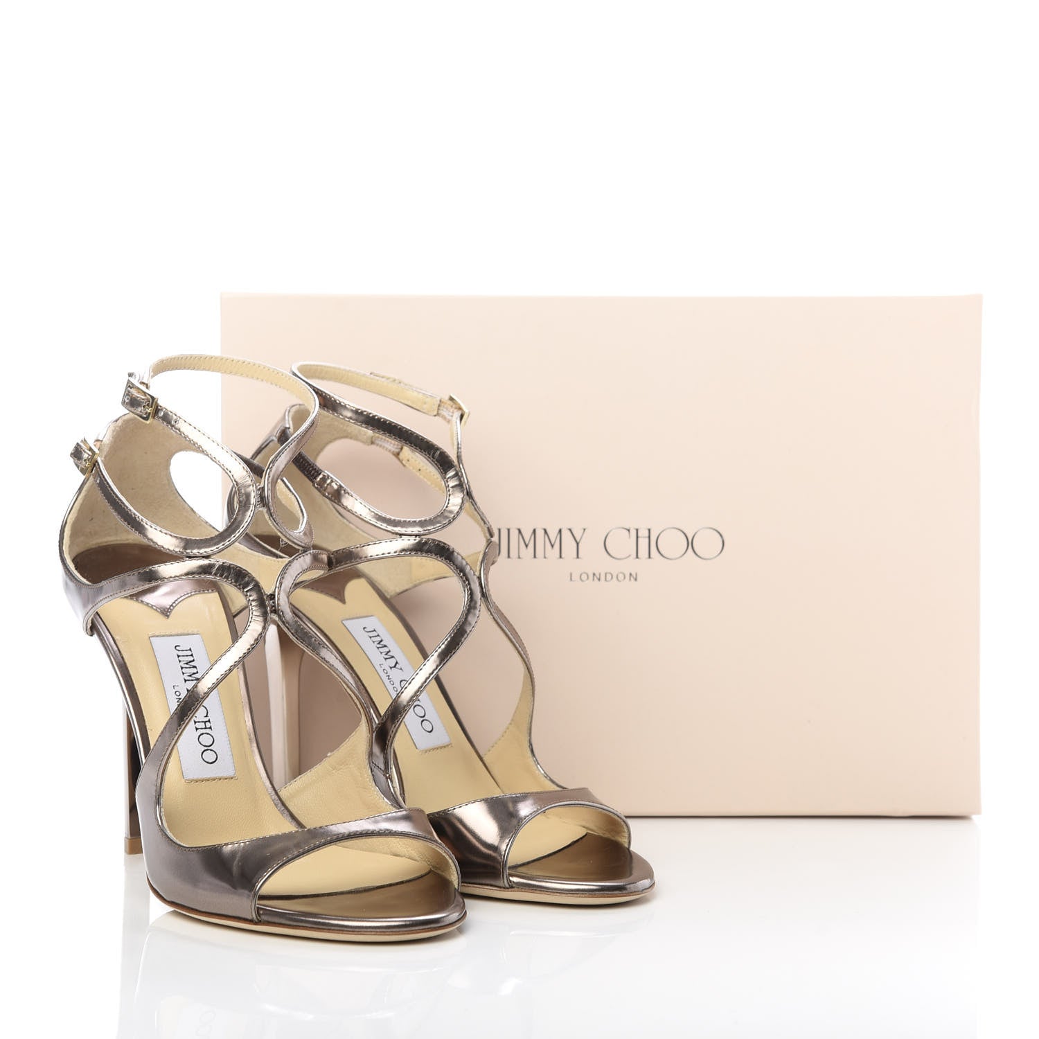 Jimmy Choo Mirror Calfskin Lang Sandals 36.5 Light Bronze 8 of 8