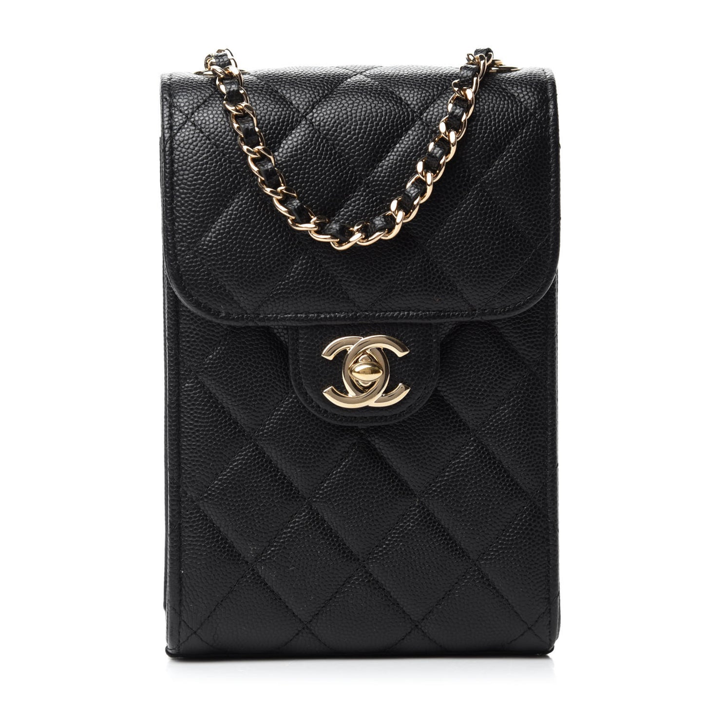 Caviar Quilted Classic Phone Holder Black