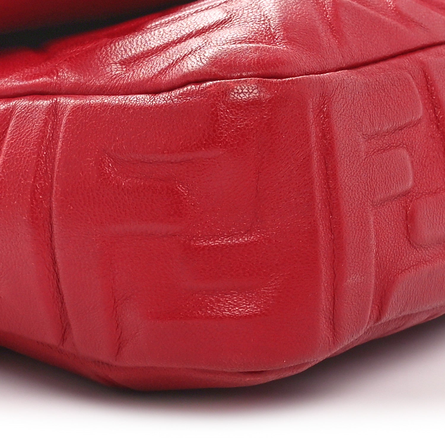 Fendi Nappa FF 1974 Embossed Baguette Fragola 9 of 11