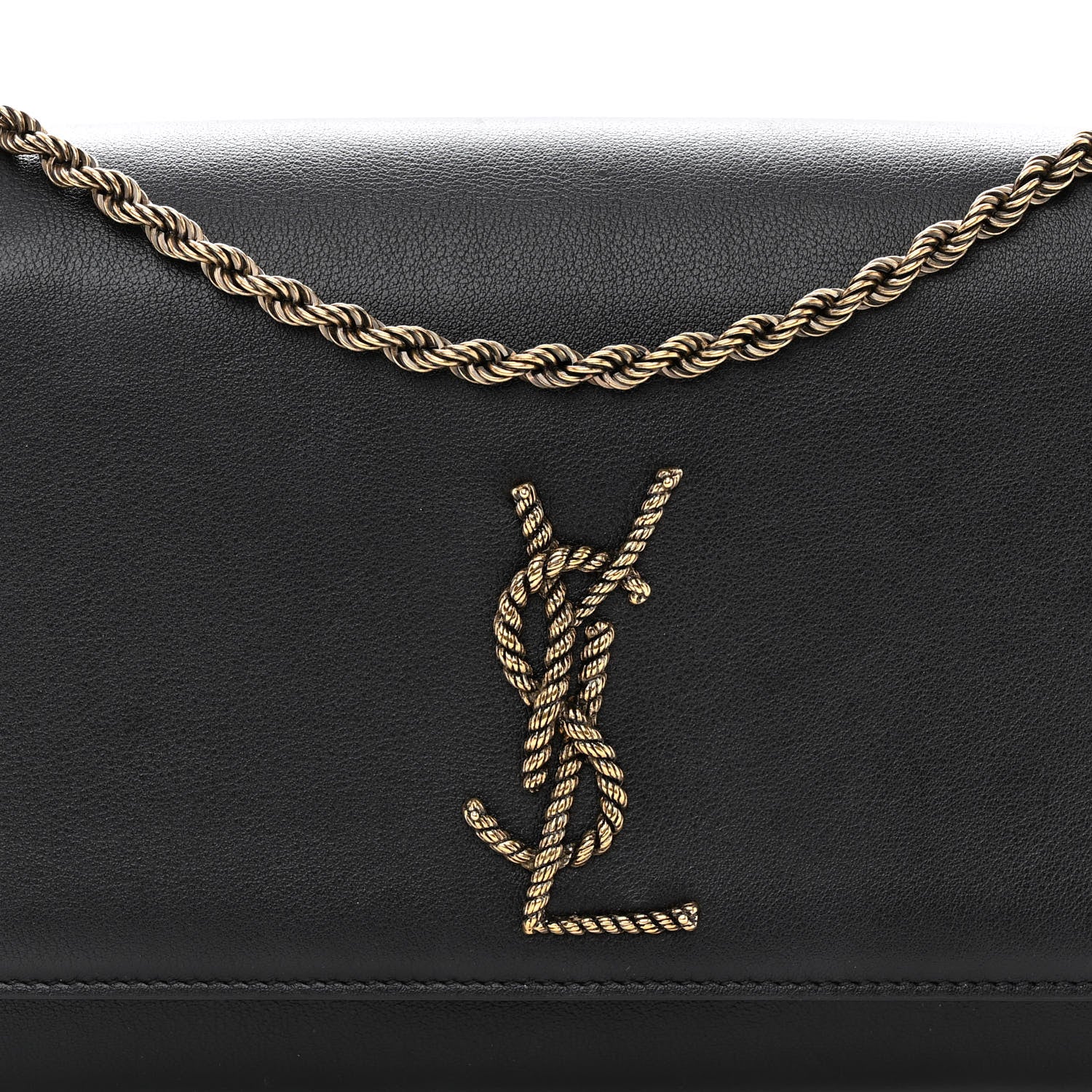 Saint Laurent Smooth Calfskin Medium Braided Monogram Kate Satchel Black 8 of 10