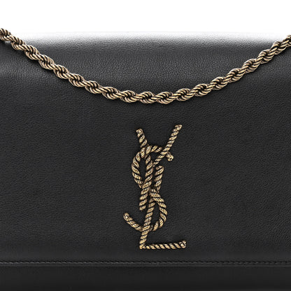 Saint Laurent Smooth Calfskin Medium Braided Monogram Kate Satchel Black 8 of 10