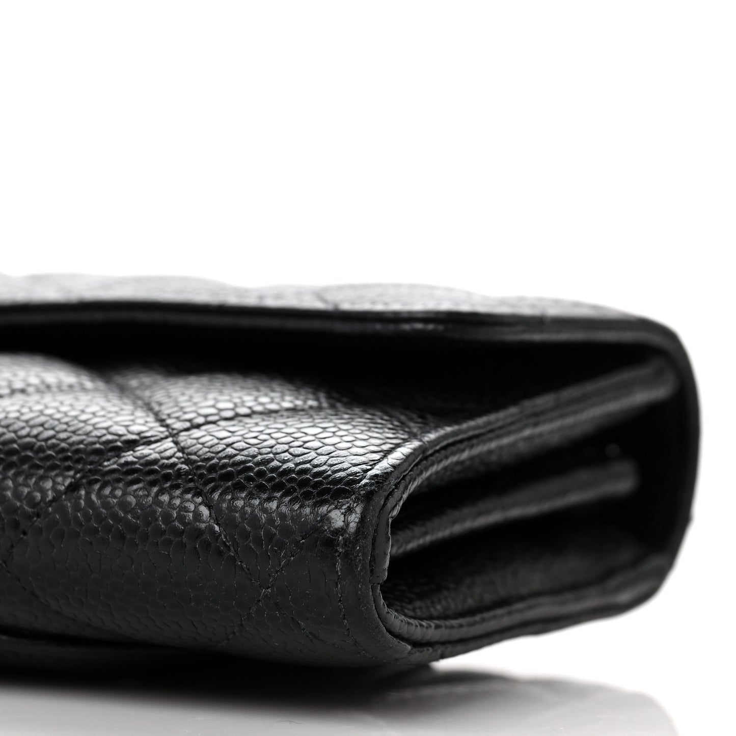 Caviar Quilted Large Gusset Flap Wallet Black