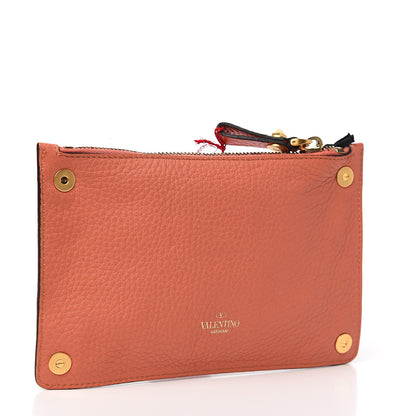 Valentino Garavani Calfskin Rockstud Zip Pouch Orange 2 of 6