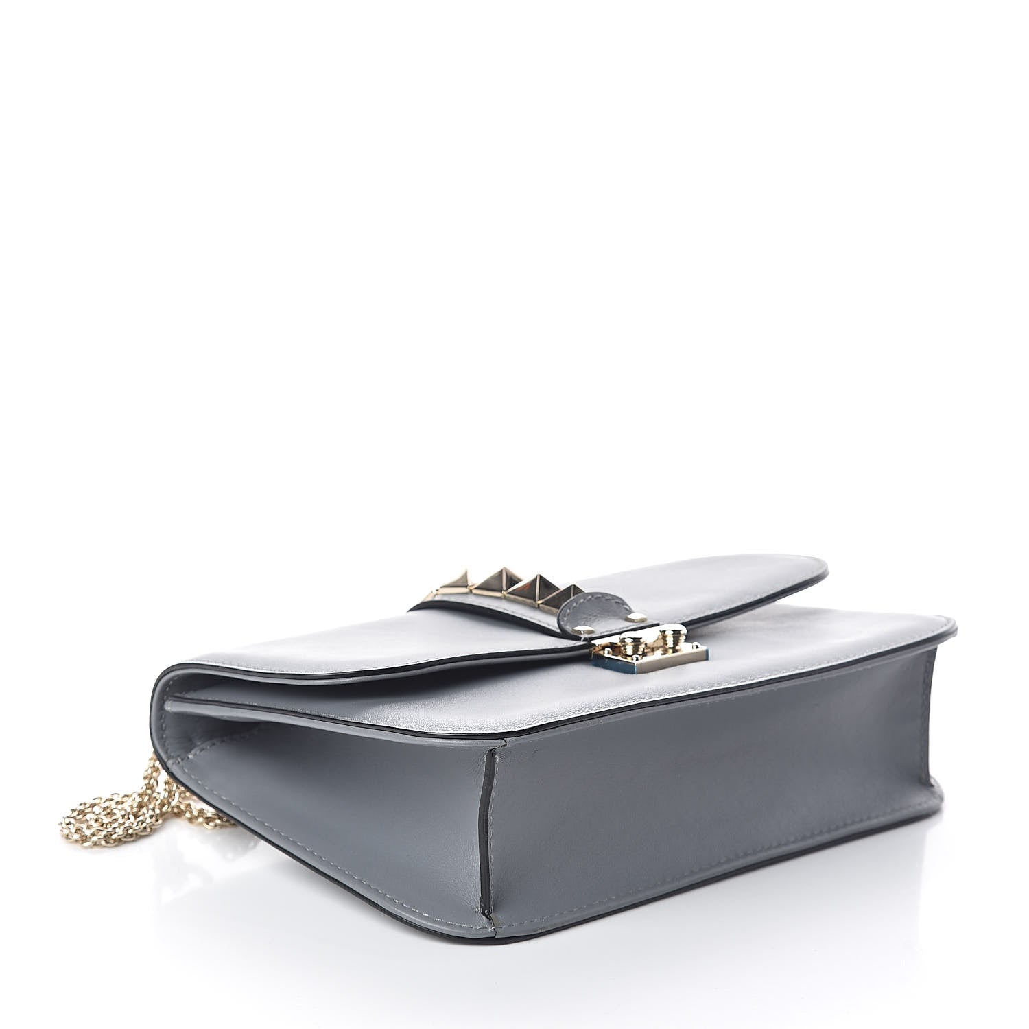 Valentino Garavani Vitello Medium Glam Lock Rockstud Flap Light Stone 4 of 9