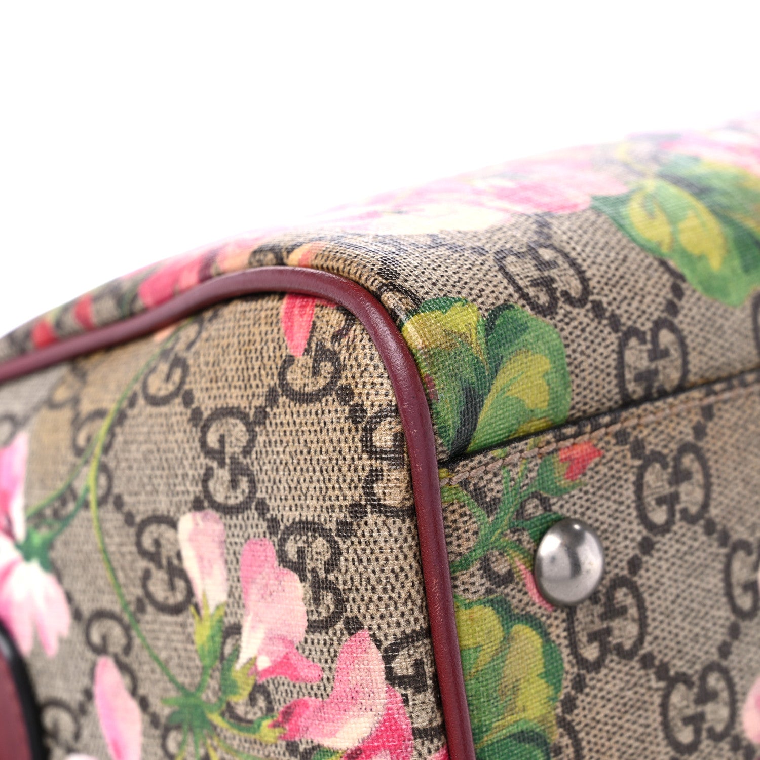 Gucci GG Supreme Monogram Blooms Small Boston Beige Multicolor Dry Rose 8 of 23