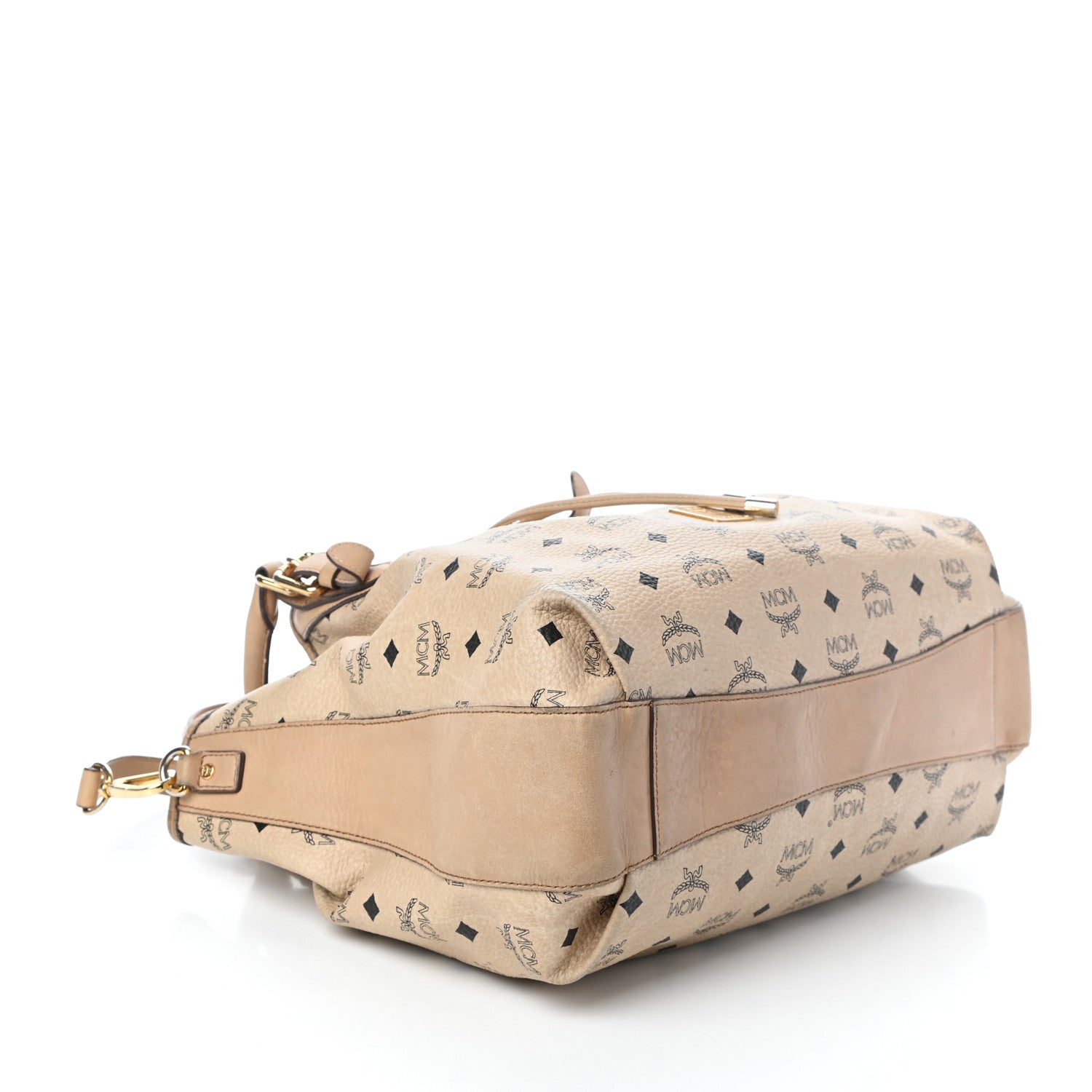 MCM Visetos Drawstring Bucket Bag Beige 4 of 11