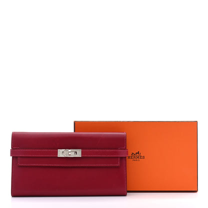 Hermes Tadelakt Verso Kelly Longue Wallet Rubis Rose Shocking 11 of 11