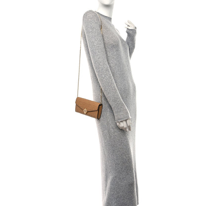 Fendi Vitello Soft F is Fendi Bi-Color FF 1974 Embossed Continental Envelope Wallet On Chain Miele Scuro 2 of 10