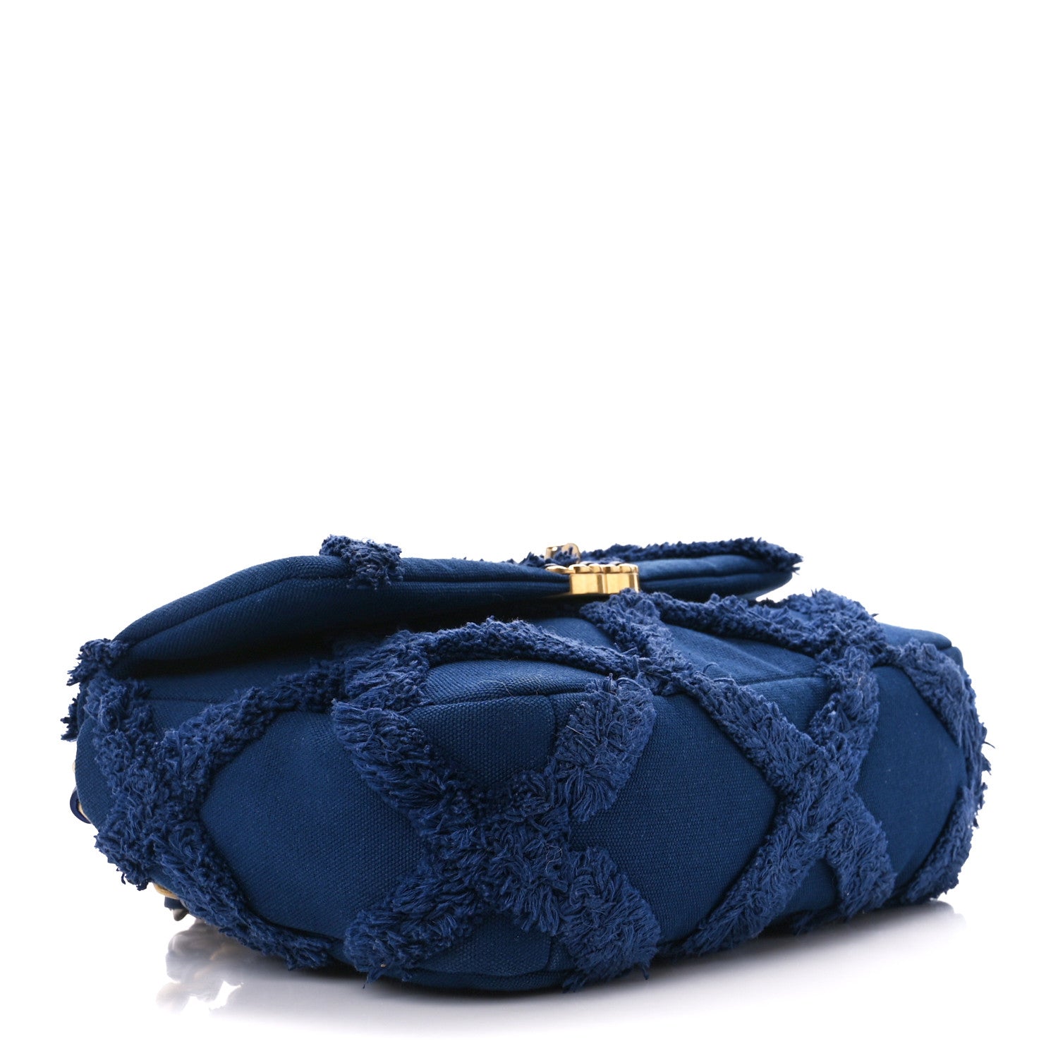 Chanel Cotton Canvas Quilted Medium Chanel 19 Flap Navy Blue 4 of 14