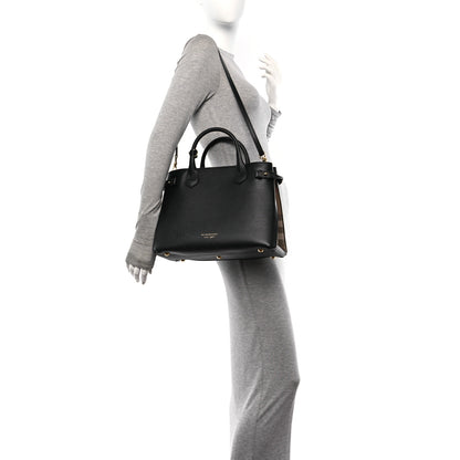 Burberry Derby Calfskin House Check Medium Banner Tote Black 3 of 10