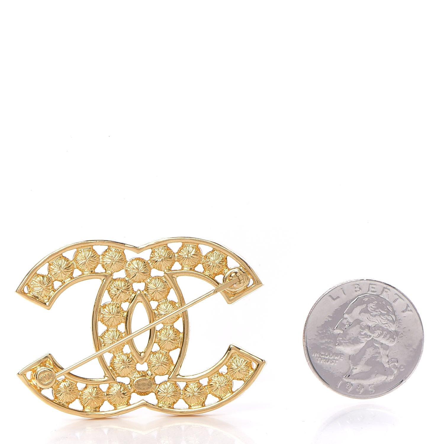 Chanel Pearl CC Brooch Gold Black 2 of 4