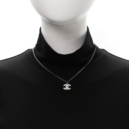 Chanel Crystal Timeless CC Necklace Silver 2 of 5