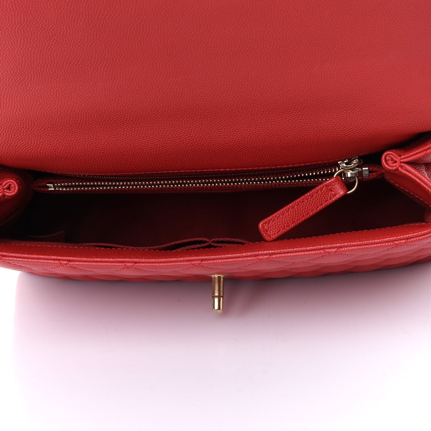 Caviar Quilted Small Coco Handle Flap Red