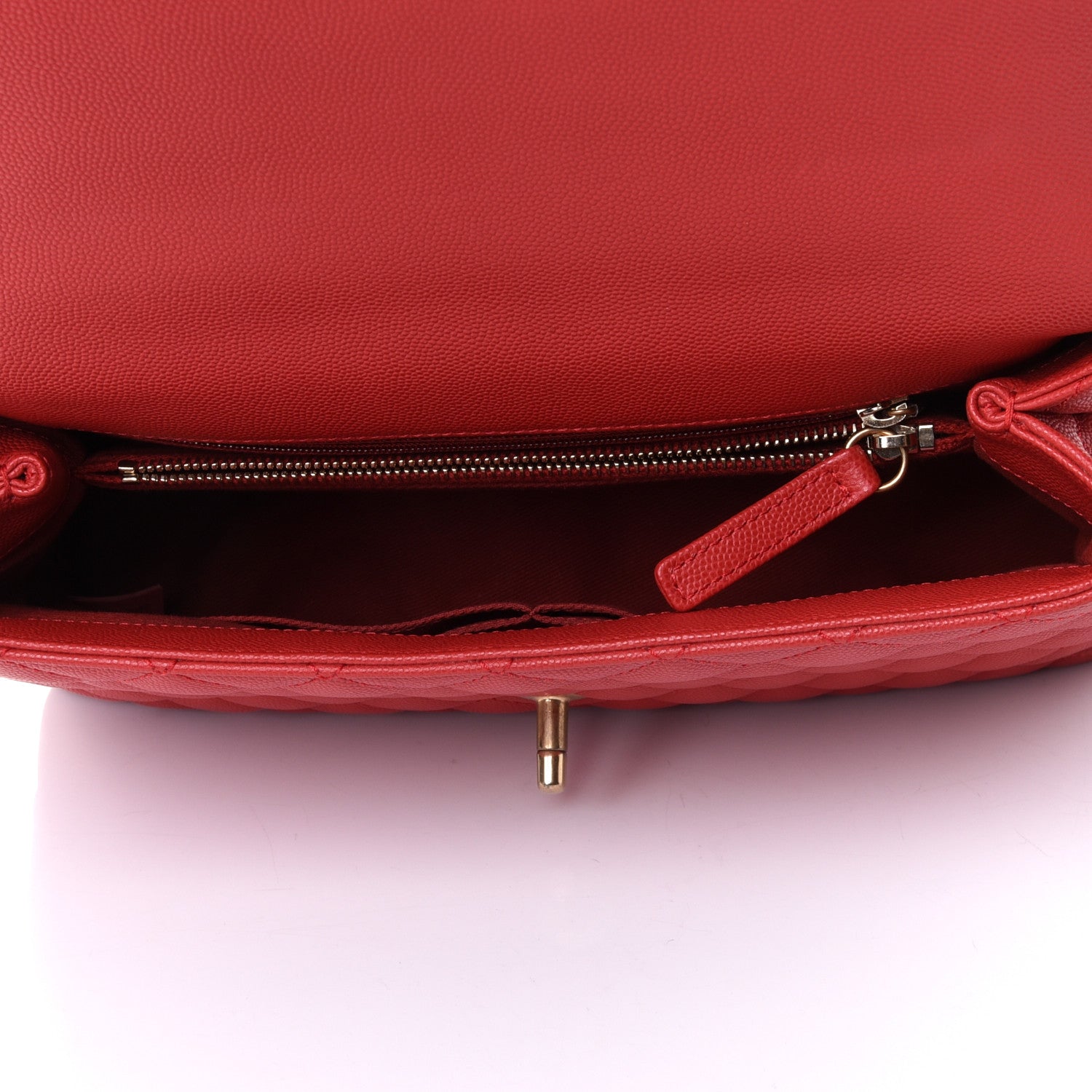 Chanel Caviar Quilted Small Coco Handle Flap Red 4 of 4