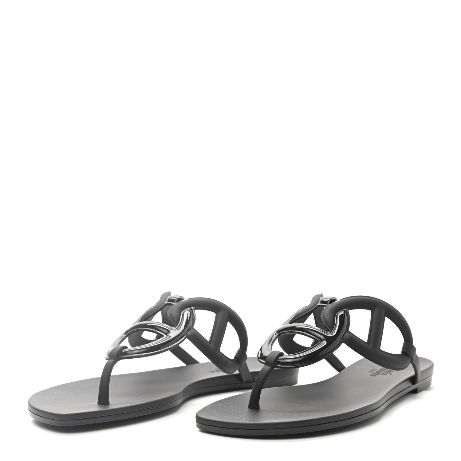 Hermes Rubber Womens Egerie Sandals 37 Black 3 of 8