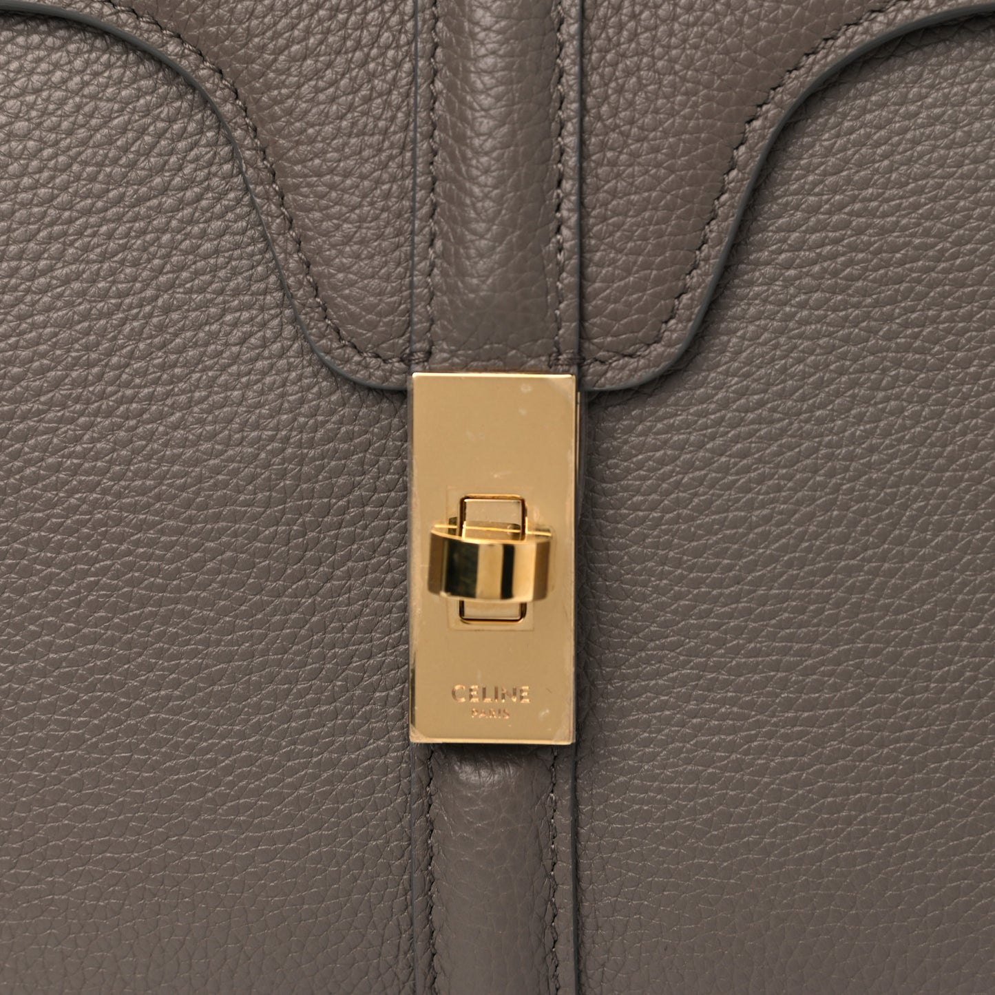 Grained Calfskin Small 16 Top Handle Bag Pebble