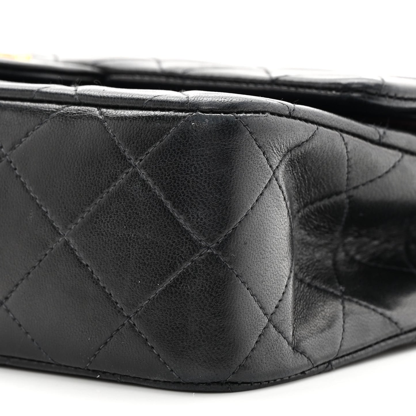 Lambskin Quilted Small Double Flap Black