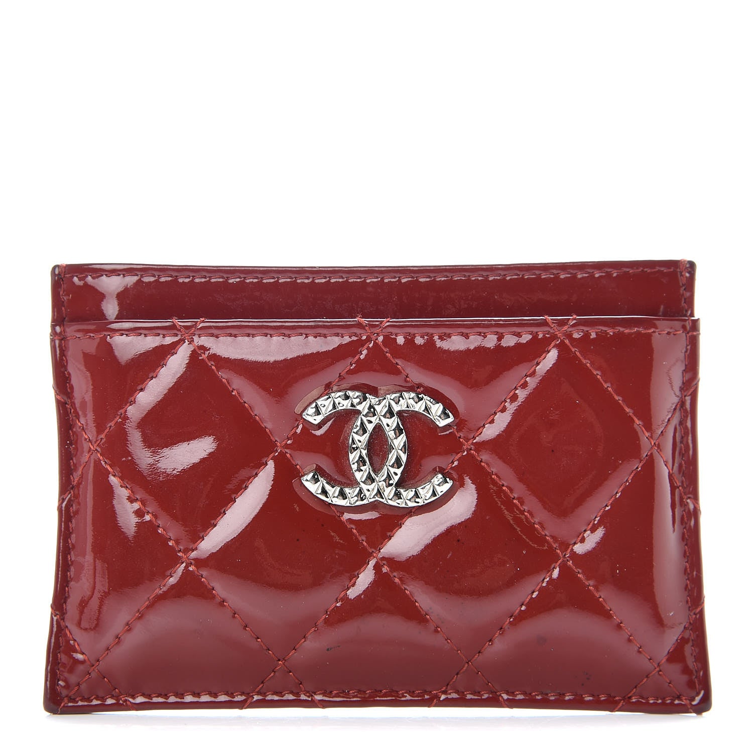 Chanel Patent Quilted Brilliant Card Holder Red 1 of 13