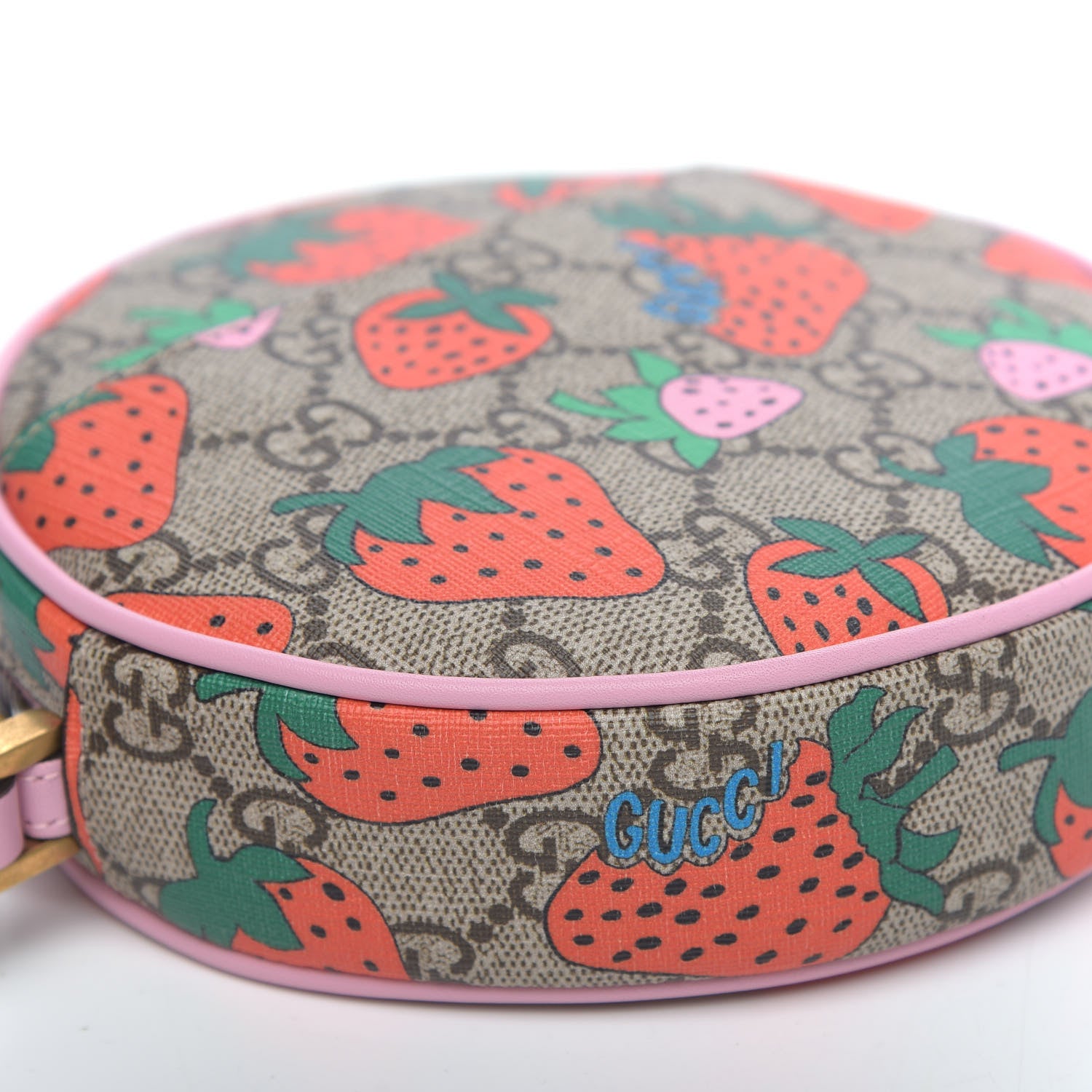 Gucci GG Supreme Monogram Strawberry Round Wrist Wallet 7 of 9
