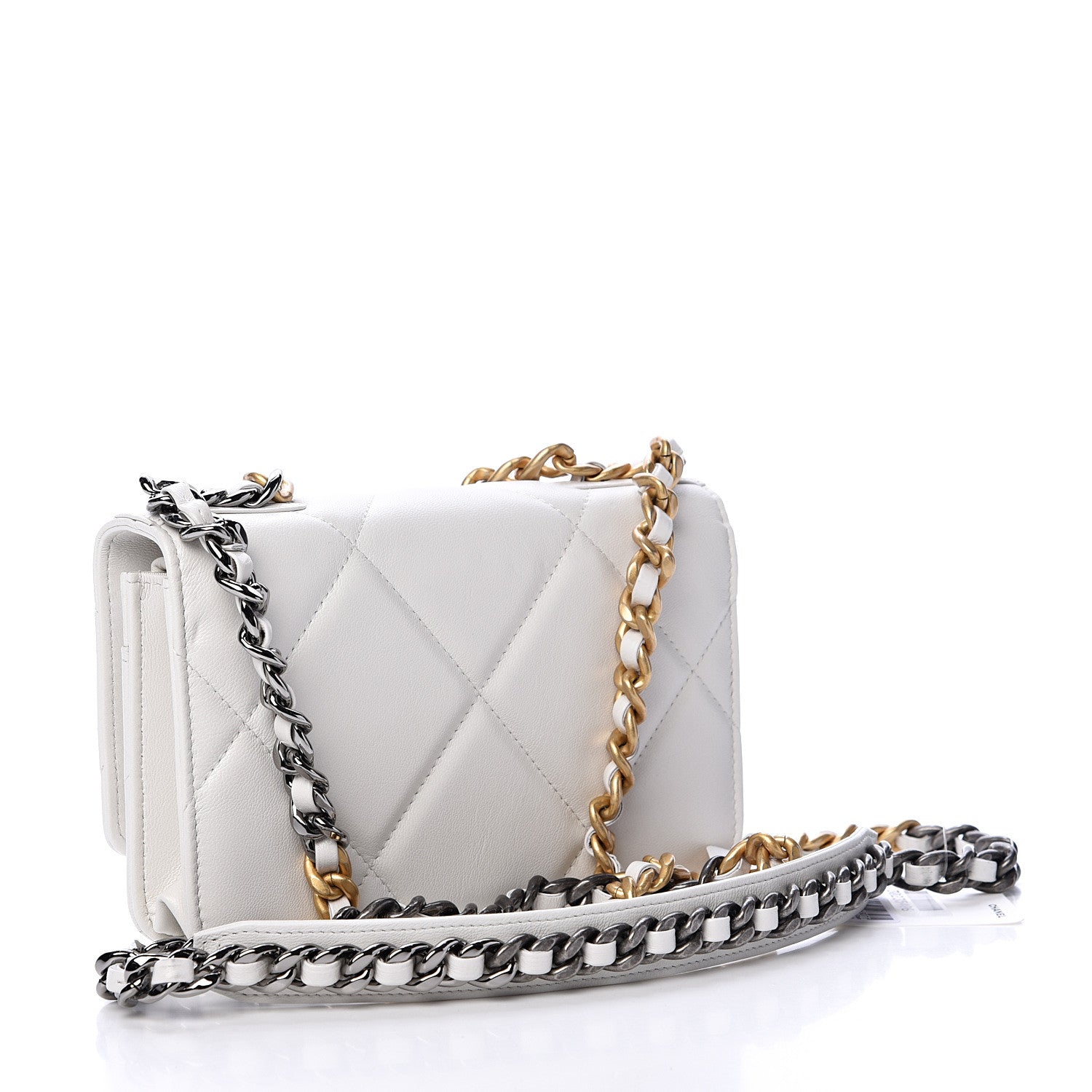 Chanel Goatskin Quilted 19 Wallet On Chain WOC White 552465