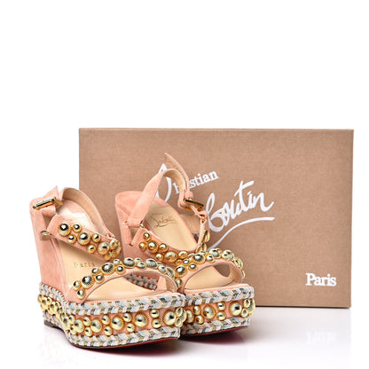 Christian Louboutin Veau Velours Rondaclou 120 Wedge Sandals 37 7 of 7