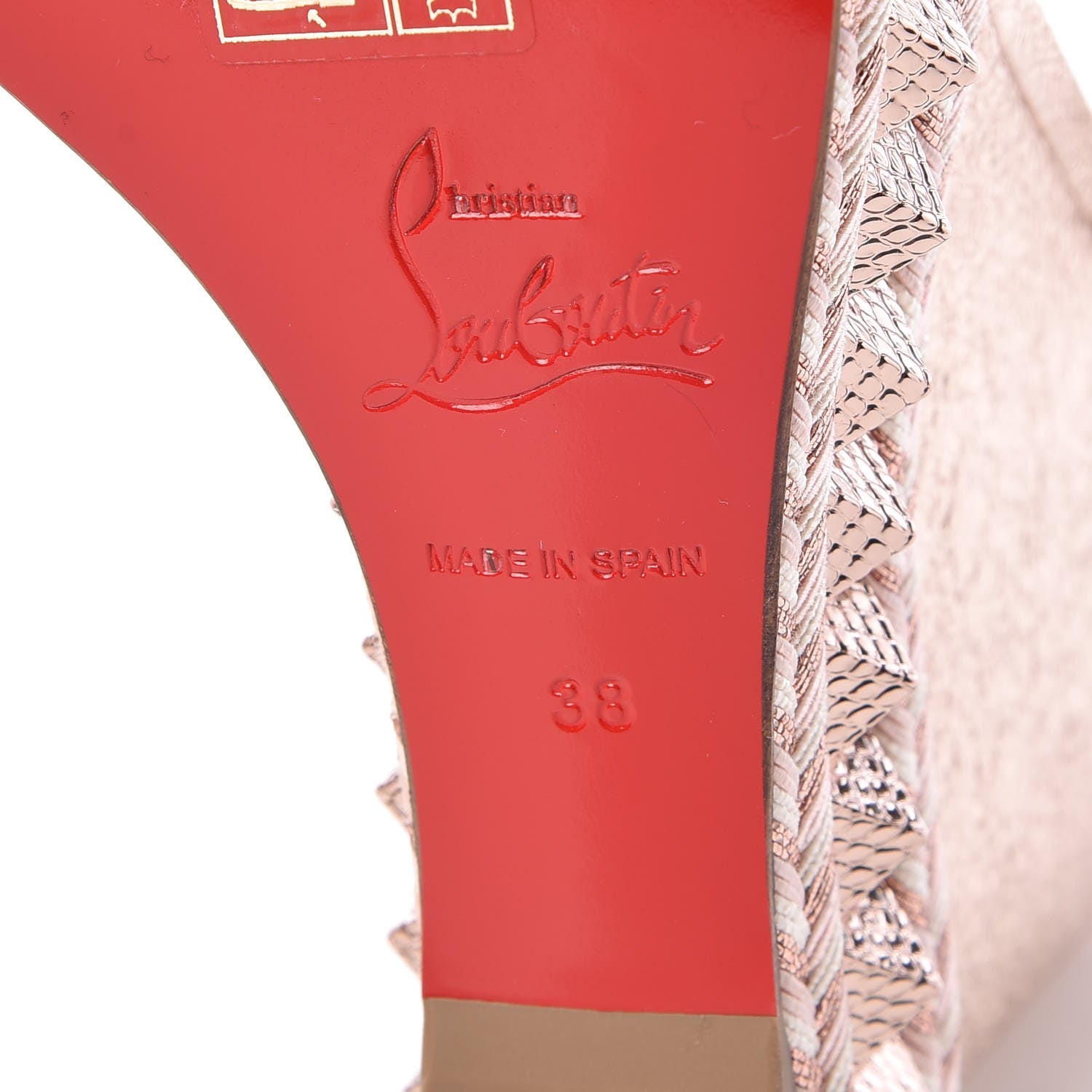 Christian Louboutin Specchio Vintage Pyraclou 110 Wedge Sandals 38 Rose Gold 6 of 7
