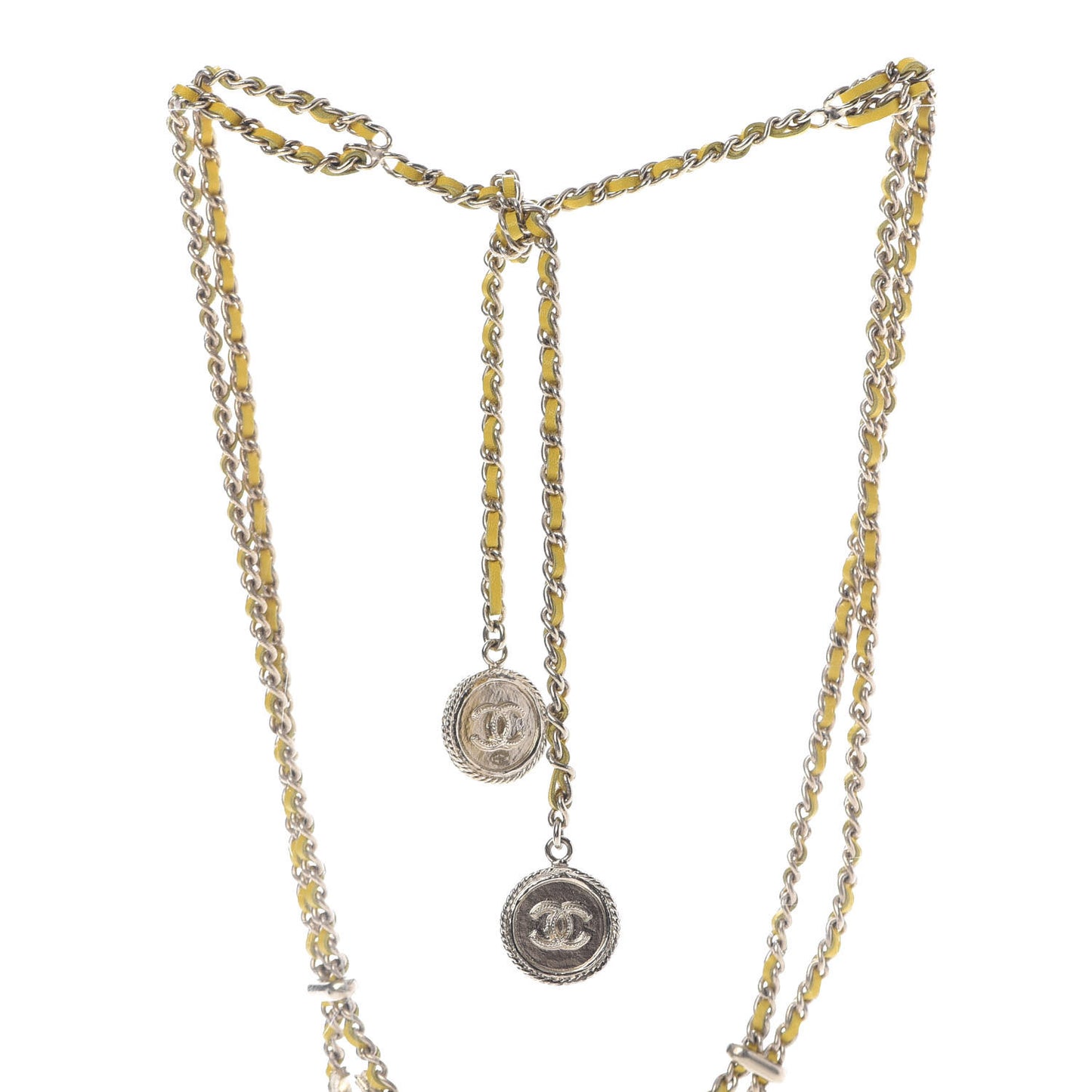 Metal Lambskin Chain Link Choker Yellow