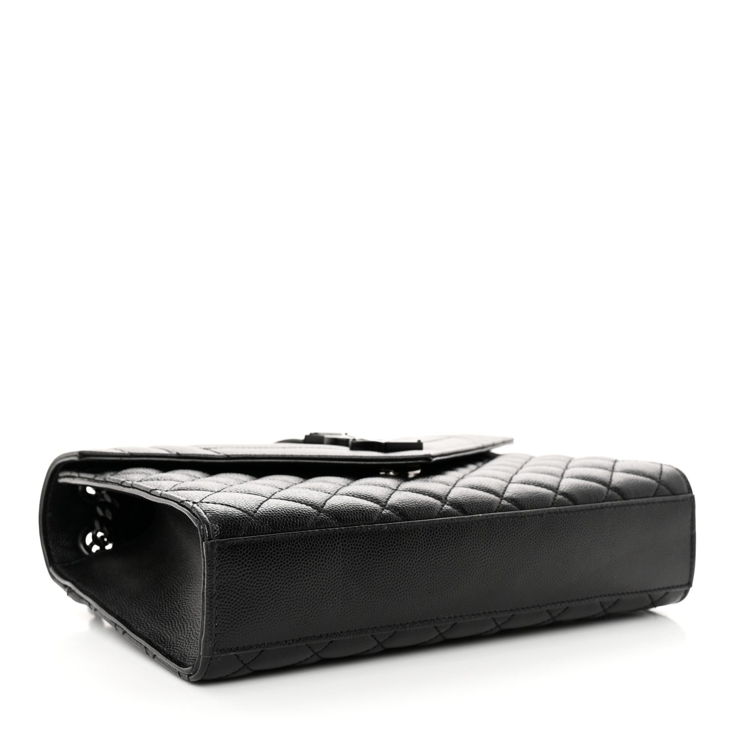 Grain De Poudre Textured Mixed Matelasse Triquilt Medium Monogram Monochrome Satchel Black