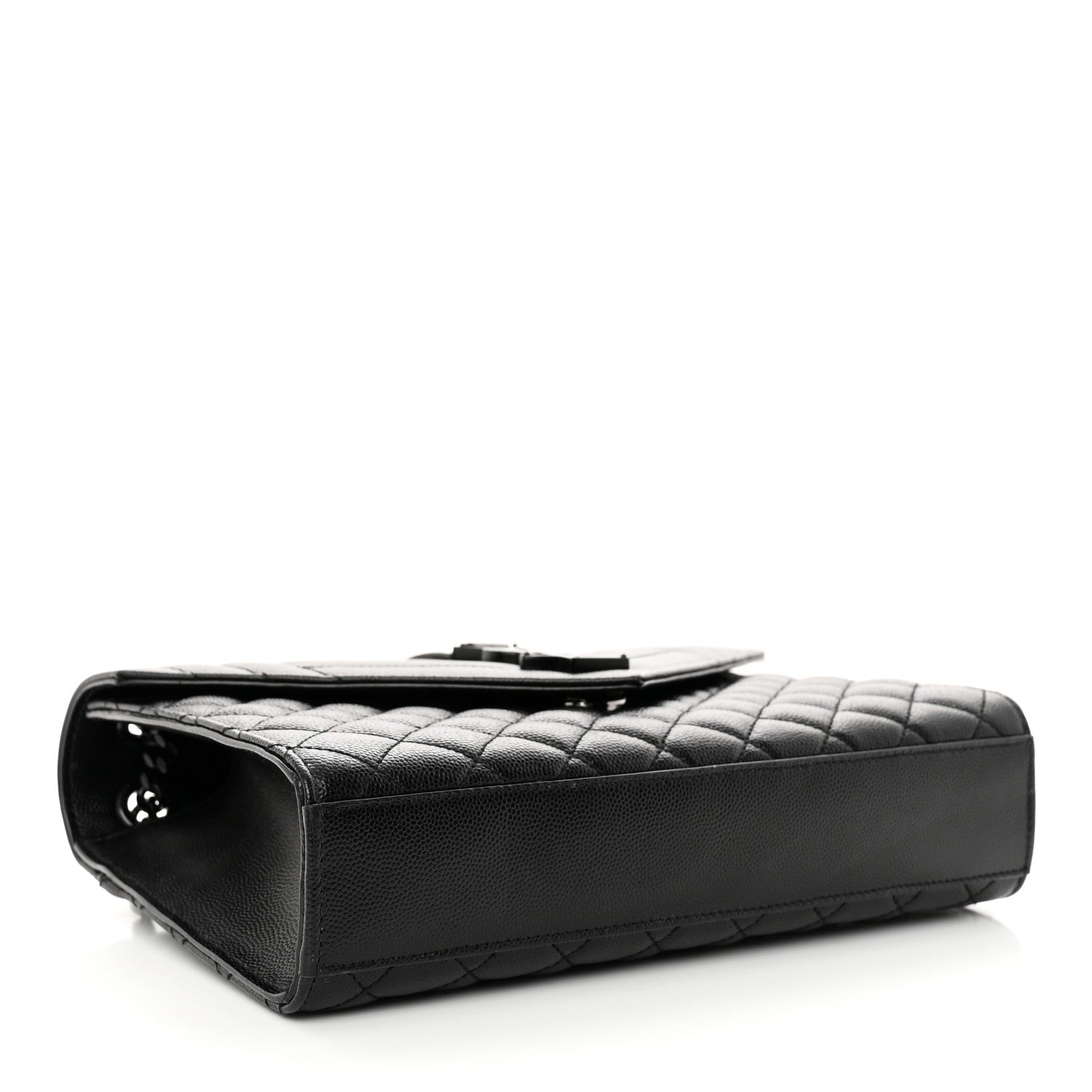 Saint Laurent Grain De Poudre Textured Mixed Matelasse Triquilt Medium Monogram Monochrome Satchel Black 4 of 11