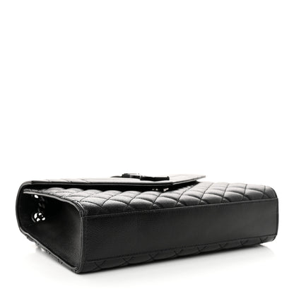 Saint Laurent Grain De Poudre Textured Mixed Matelasse Triquilt Medium Monogram Monochrome Satchel Black 4 of 11