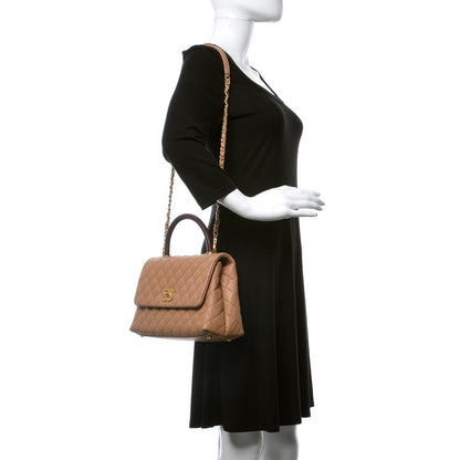 Chanel Caviar Lizard Quilted Small Coco Handle Flap Beige 2 of 12