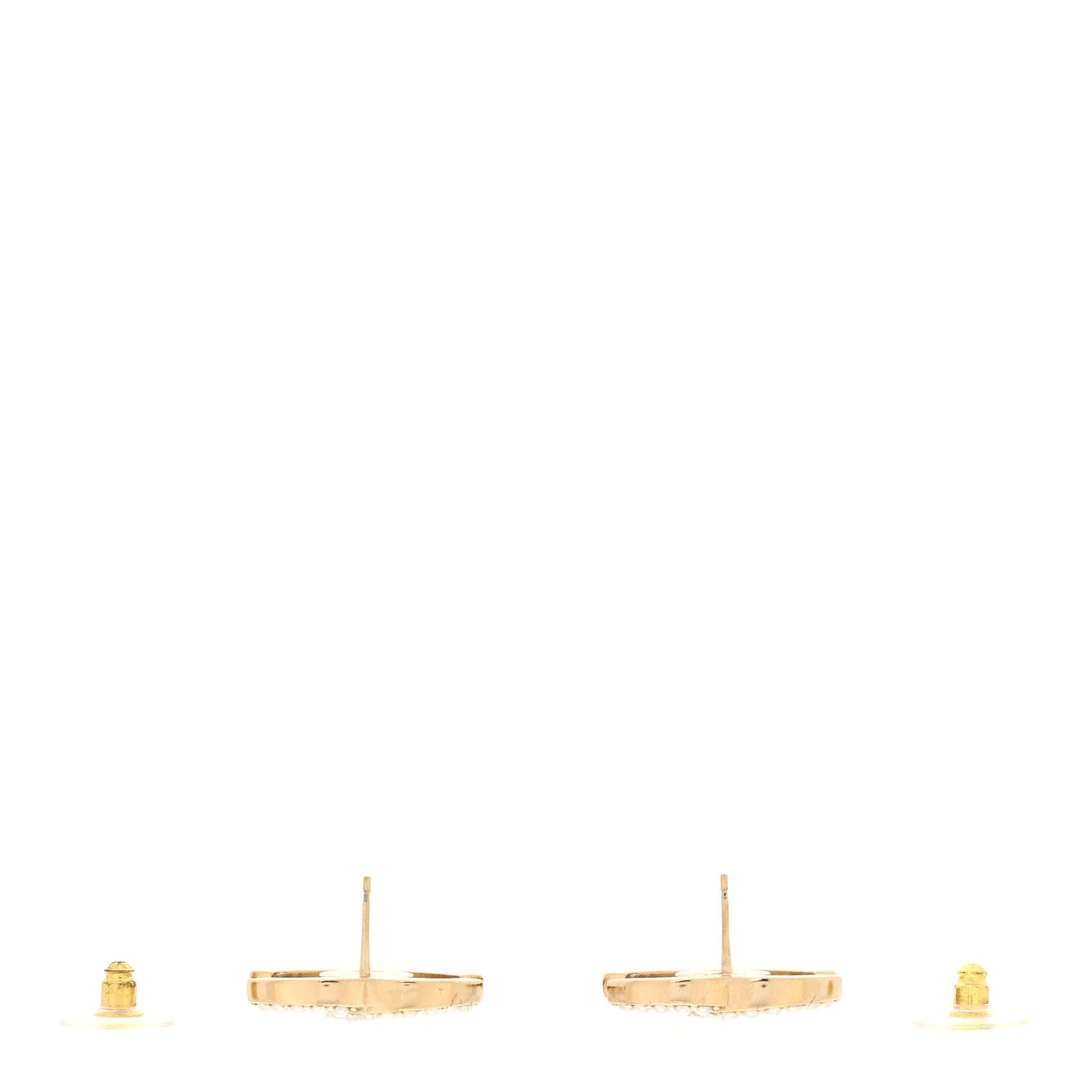 Chanel Pearl Marquise Crystal CC Earrings Gold White 3 of 5