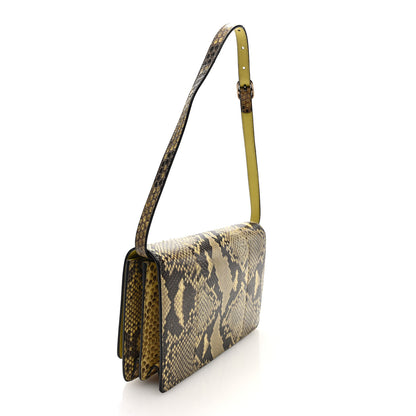 Gucci Snakeskin Crystal GG Broadway Shoulder Bag Yellow 3 of 10