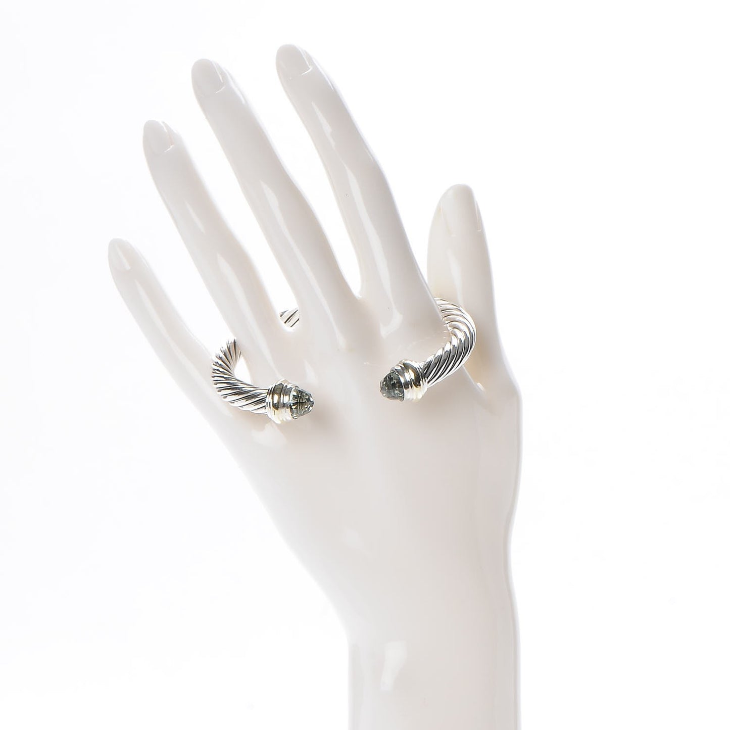 Sterling Silver 14K Yellow Gold Prasiolite 7mm Cable Classics Bracelet