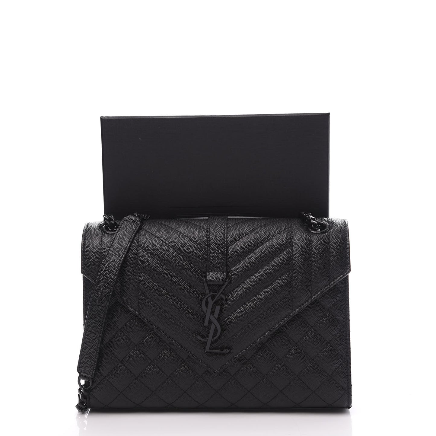 Grain De Poudre Textured Mixed Matelasse Triquilt Medium Monogram Satchel Black