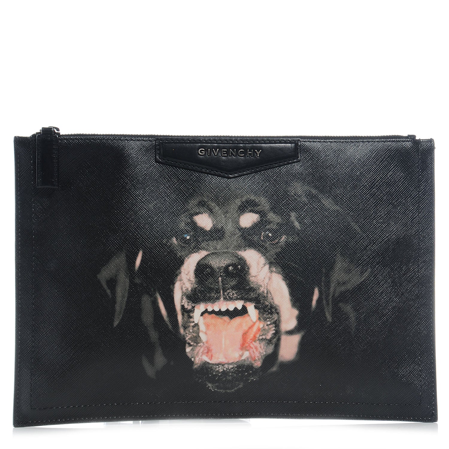 Givenchy Texutured Coated Canvas Rottweiler Print Medium Cosmetic Pouch Black 1 of 8