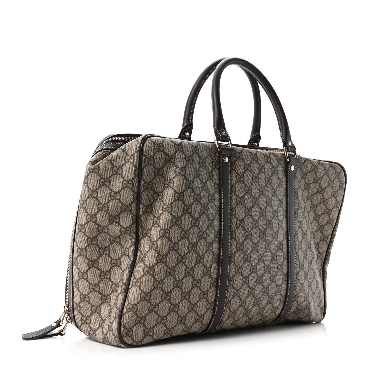 GG Supreme Monogram Medium Double Handle Briefcase Dark Brown
