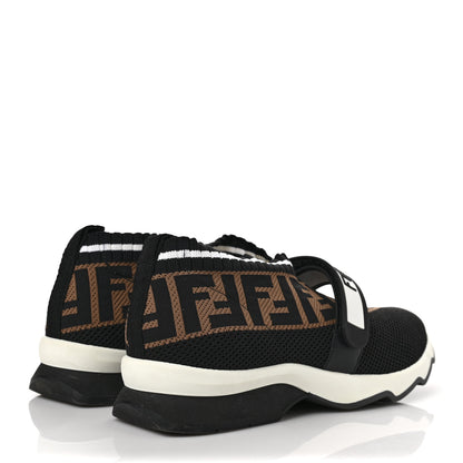 Fendi Stretch Yarn FF Stiff Band Rockoko Sneakers 39 Black White Tobacco 4 of 9