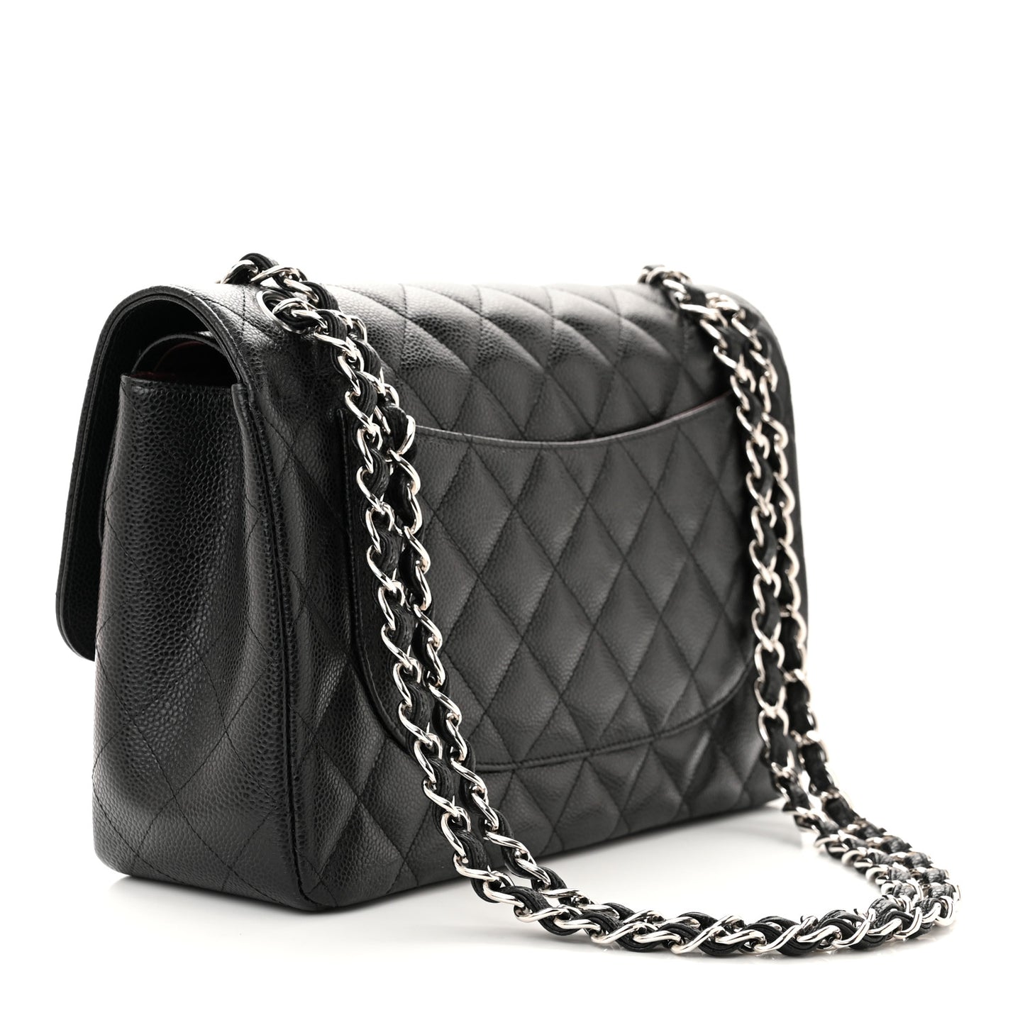 Caviar Quilted Jumbo Double Flap Black