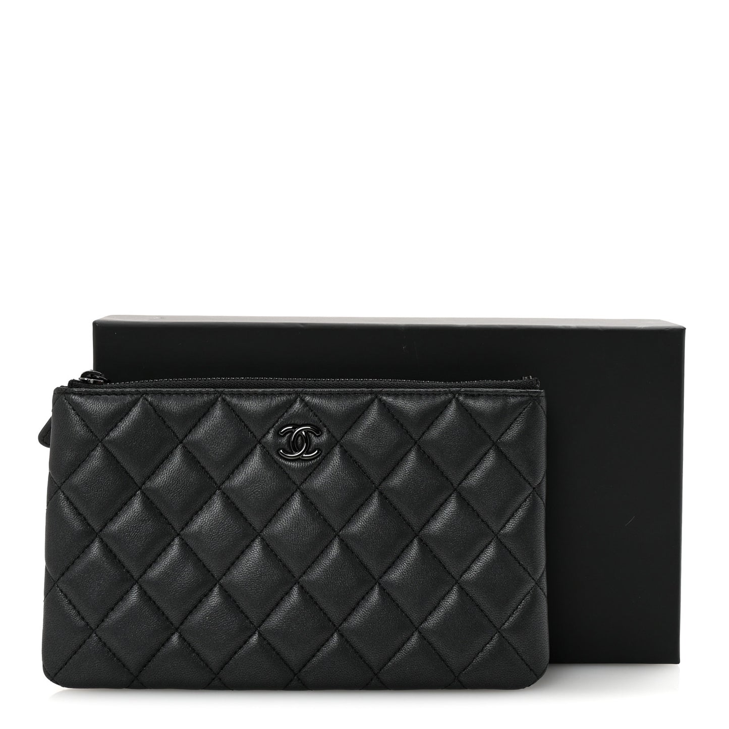 Pearly Lambskin Quilted Cosmetic Case So Black