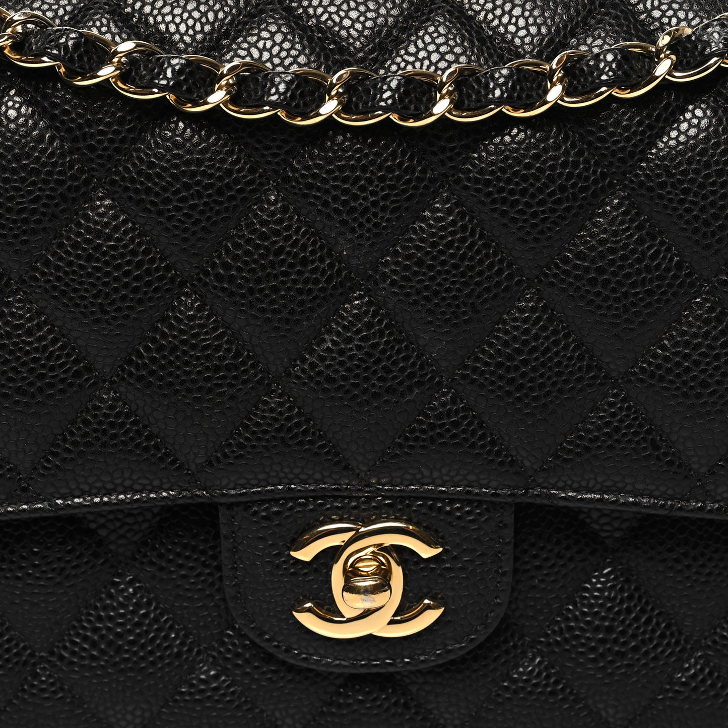 Caviar Quilted Medium Double Flap Black