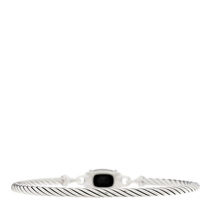 David Yurman Sterling Silver Diamond Black Onyx 3mm Wheaton Bracelet 2 of 3