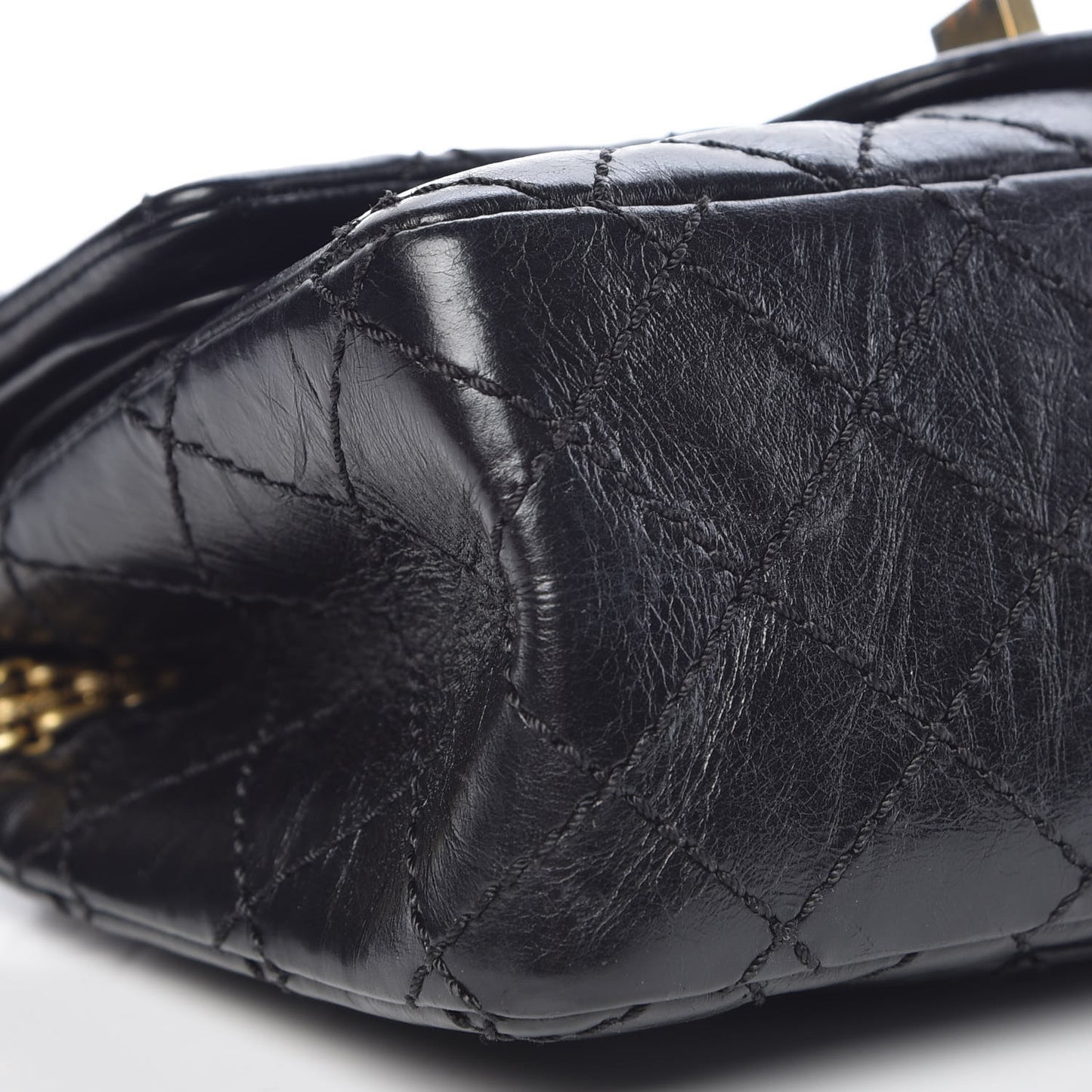 Aged Calfskin Quilted 2.55 Reissue 224 Flap Black