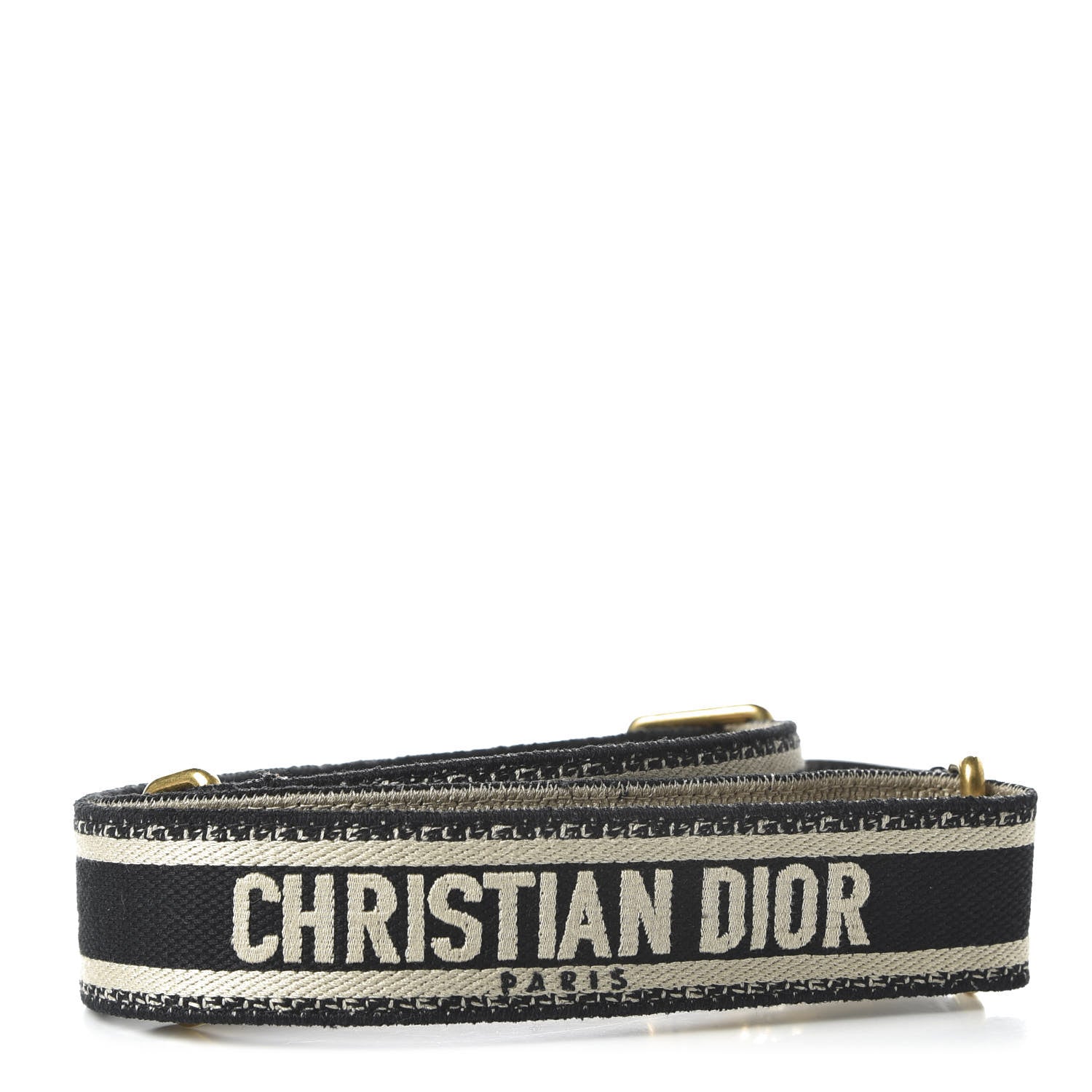 Christian Dior Canvas Embroidered Adjustable Shoulder Strap Black 2 of 6