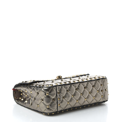 Valentino Garavani Metallic Lambskin Medium Rockstud Spike Shoulder Bag Sasso 4 of 9