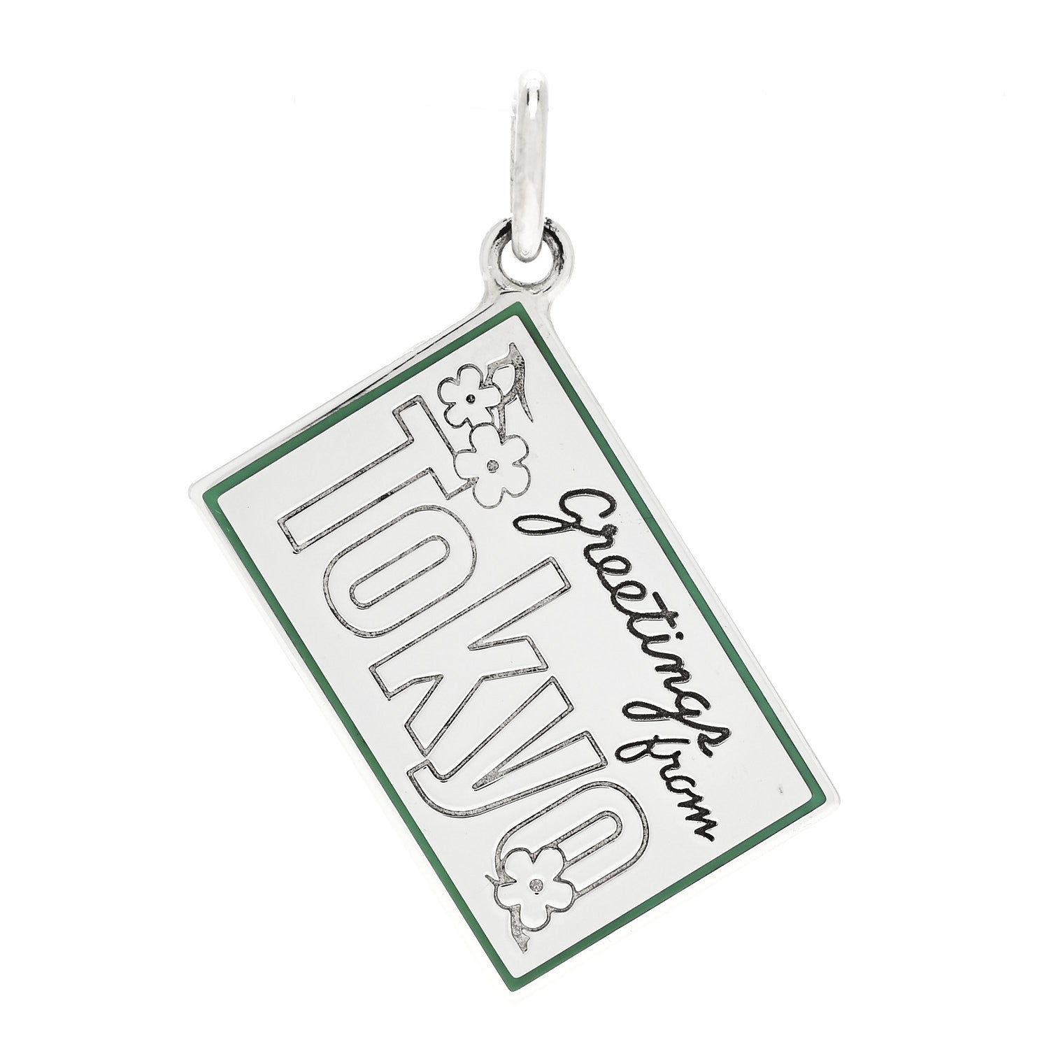 Tiffany Sterling Silver Enamel Tokyo Postcard Charm Blue 1 of 5