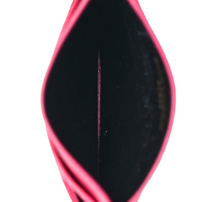 Saint Laurent Grain De Poudre Matelasse Chevron Monogram Credit Card Case Fresh Fuxia 5 of 9